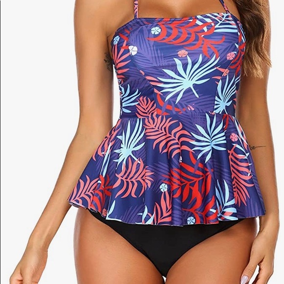 Amazon Other - Floral Print Halter Top Tankini